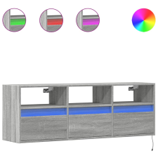 vidaXL szürke sonoma színű fali TV-szekrény LED-del 130x31x45 cm (852346) bútor