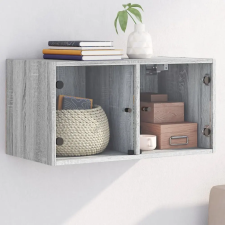 vidaXL Szürke sonoma színű faliszekrény üvegajtókkal 68,5x37x35 cm bútor