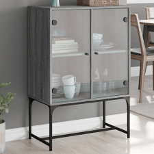 vidaXL szürke sonoma színű kisszekrény üvegajtókkal 69x37x100 cm bútor
