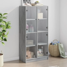 vidaXL szürke sonoma színű magasszekrény ajtókkal 68x37x142 cm bútor