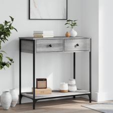 vidaXL szürke sonoma színű műfa konzolasztal 75 x 34,5 x 75 cm bútor
