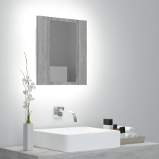 vidaXL szürke sonoma színű műfa tükrös szekrény LED-del 40x12x45 cm fürdőszoba bútor