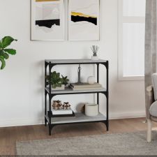 vidaXL szürke sonoma színű szerelt fa/acél könyvszekrény 60x33x70,5 cm bútor