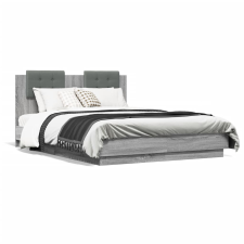 vidaXL szürke sonoma színű szerelt fa ágykeret fejtámlával 120x190 cm ágy és ágykellék