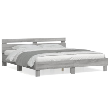 vidaXL szürke sonoma színű szerelt fa ágykeret fejtámlával 200x200 cm ágy és ágykellék