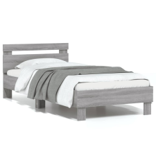 vidaXL szürke sonoma színű szerelt fa ágykeret fejtámlával 90 x 190 cm ágy és ágykellék
