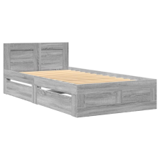 vidaXL szürke sonoma színű szerelt fa ágykeret fejtámlával 90 x 200 cm (3295588) ágy és ágykellék
