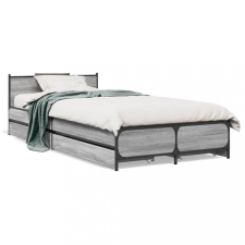 vidaXL Szürke sonoma színű szerelt fa ágykeret fiókokkal 100 x 200 cm ágy és ágykellék