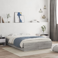 vidaXL szürke sonoma színű szerelt fa ágykeret fiókokkal 120 x 200 cm ágy és ágykellék