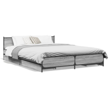 vidaXL Szürke sonoma színű szerelt fa ágykeret fiókokkal 120 x 200 cm ágy és ágykellék