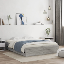 vidaXL szürke sonoma színű szerelt fa ágykeret fiókokkal 140x200 cm ágy és ágykellék