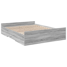 vidaXL szürke sonoma színű szerelt fa ágykeret fiókokkal 140x200 cm (3280298) ágy és ágykellék