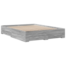 vidaXL szürke sonoma színű szerelt fa ágykeret fiókokkal 140x200 cm (3280389) ágy és ágykellék