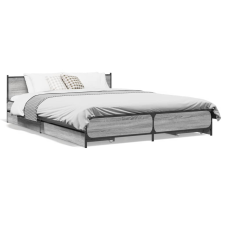 vidaXL szürke sonoma színű szerelt fa ágykeret fiókokkal 150x200 cm ágy és ágykellék