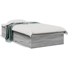 vidaXL szürke sonoma színű szerelt fa ágykeret fiókokkal 90 x 200 cm ágy és ágykellék