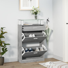 vidaXL szürke sonoma színű szerelt fa cipősszekrény 63x24x104 cm bútor