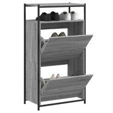 vidaXL szürke sonoma színű szerelt fa cipőszekrény 60x34x112 cm bútor
