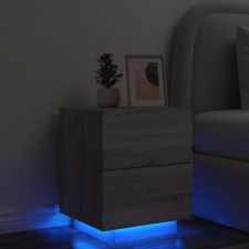 vidaXL szürke sonoma színű szerelt fa éjjeliszekrény LED-fényekkel bútor