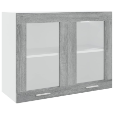 vidaXL szürke sonoma színű szerelt fa függő üvegszekrény 80x31x60 cm (815595) bútor