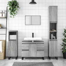 vidaXL szürke sonoma színű szerelt fa fürdőszobaszekrény 30x30x100 cm fürdőszoba bútor