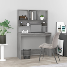 vidaXL szürke sonoma színű szerelt fa íróasztal polcokkal 102x45x148cm íróasztal