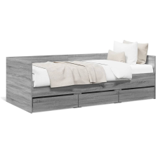 vidaXL szürke sonoma színű szerelt fa kanapéágy fiókokkal 75 x 190 cm ágy és ágykellék