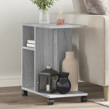 vidaXL szürke sonoma színű szerelt fa kisasztal kerekekkel 50x30x55 cm bútor