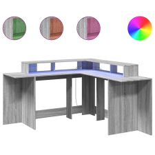 vidaXL szürke sonoma színű szerelt fa LED-es íróasztal 152x152x91 cm (3309461) íróasztal