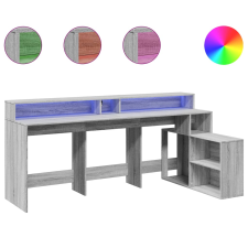 vidaXL szürke sonoma színű szerelt fa LED-es íróasztal 200x104x91 cm (3309470) íróasztal