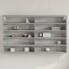 vidaXL szürke sonoma színű szerelt fa vitrinszekrény 100 x 15 x 58 cm bútor