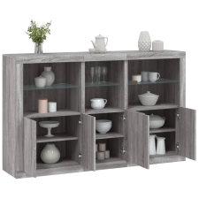 vidaXL szürke sonoma színű tálalószekrény LED-ekkel 162 x 37 x 100 cm bútor