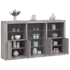 vidaXL szürke sonoma színű tálalószekrény LED-ekkel 181,5x37x100 cm bútor