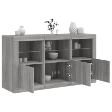 vidaXL szürke sonoma tálalószekrény LED-világítással 123 x 37 x 67 cm bútor