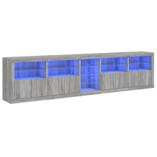 vidaXL szürke sonoma tálalószekrény LED-világítással 283x37x67 cm bútor