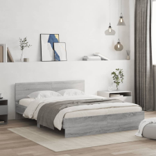 vidaXL szürke sonoma-tölgyszínű ágykeret fejtámlával 140 x 200 cm ágy és ágykellék