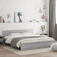 vidaXL szürke sonoma-tölgyszínű ágykeret fejtámlával 160 x 200 cm ágy és ágykellék