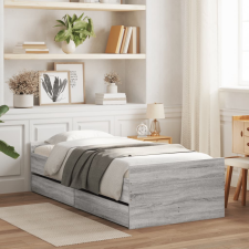 vidaXL szürke sonoma-tölgyszínű műfa ágykeret fiókokkal 90 x 190 cm ágy és ágykellék