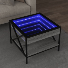 vidaXL szürke sonoma végtelen hatású LED-es dohányzóasztal 50x50x38 cm bútor