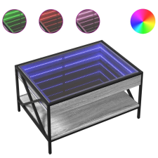 vidaXL szürke sonoma végtelen hatású LED-es dohányzóasztal 70x50x38 cm (847705) bútor
