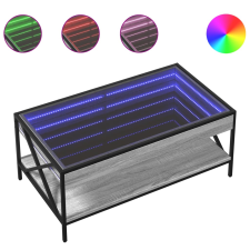 vidaXL szürke sonoma végtelen hatású LED-es dohányzóasztal 90x50x38 cm (847710) bútor