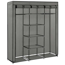 vidaXL szürke szövet ruhaszekrény rekeszekkel és rudakkal 150x45x175cm bútor