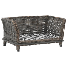 vidaXL szürke természetes fűzfa kutyakosár párnával 50 x 33 x 35 cm kutyafelszerelés