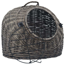 vidaXL Szürke természetes fűzfa macskaszállító kosár 60 x 45 x 45 cm szállítóbox, fekhely macskáknak