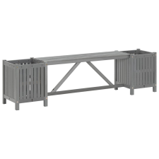 vidaXL szürke tömör akácfa kerti pad 2 virágtartóval 150 cm kerti bútor