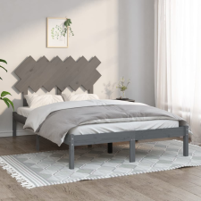 vidaXL szürke tömör fa ágykeret 135 x 190 cm (4FT6 Double) ágy és ágykellék