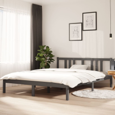 vidaXL szürke tömör fa ágykeret 150x200 cm (5FT King Size) ágy és ágykellék