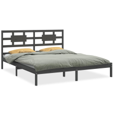 vidaXL szürke tömör fa ágykeret 200 x 200 cm (3105687) ágy és ágykellék