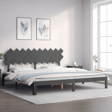 vidaXL szürke tömör fa ágykeret fejtámlával 200 x 200 cm ágy és ágykellék
