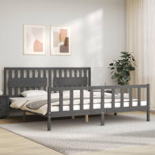 vidaXL szürke tömör fa ágykeret fejtámlával 200 x 200 cm ágy és ágykellék