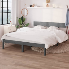 vidaXL Szürke tömör fenyőfa ágykeret 160 x 200 cm ágy és ágykellék